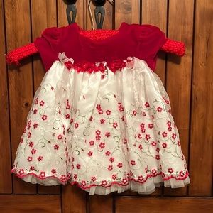 Bonnie Baby Christmas Dress Size 6/9 months